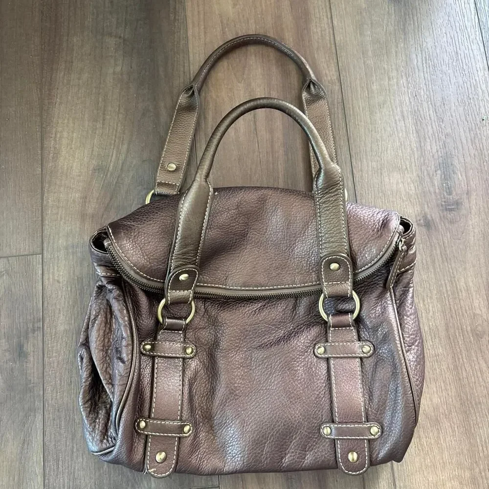 Coldwater Creek Pebbled Leather Tote Chain Bag